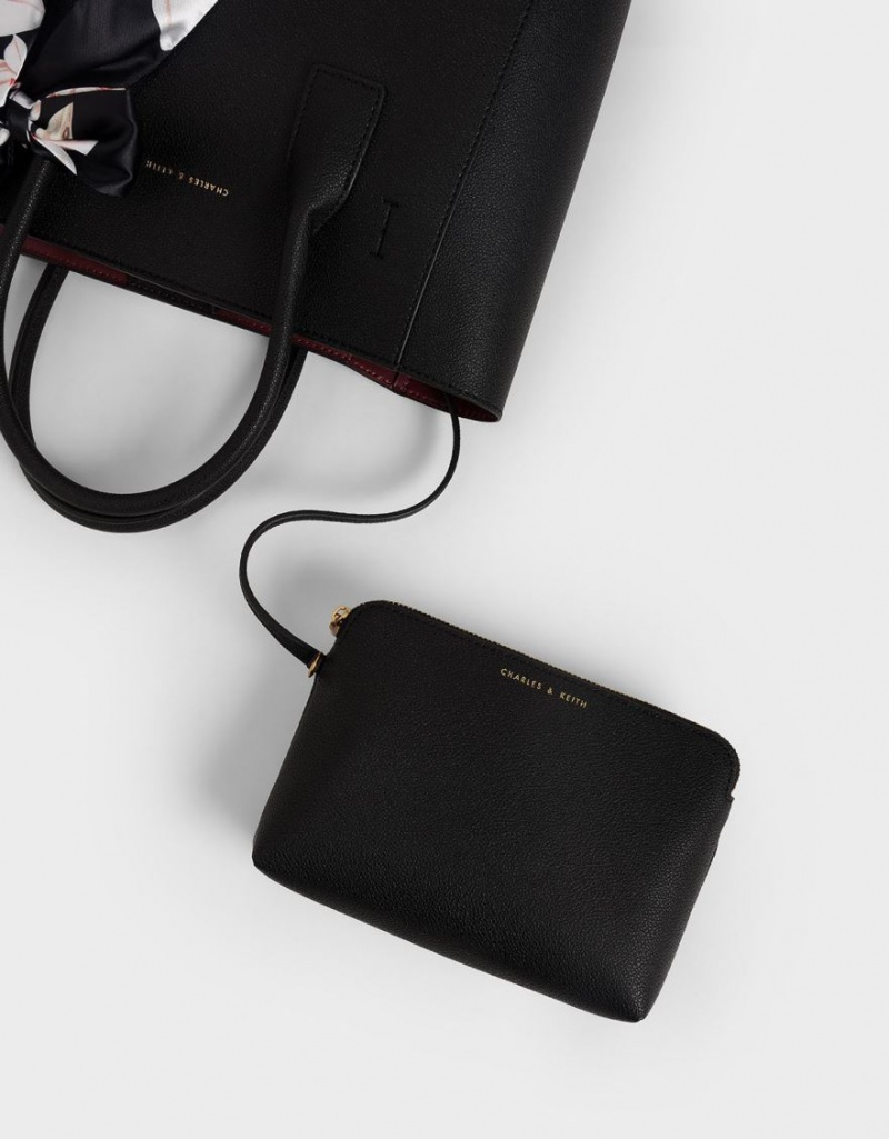 Geanta Tote Charles & Keith Chiffon Scarf Negrii | 672DMEZOL