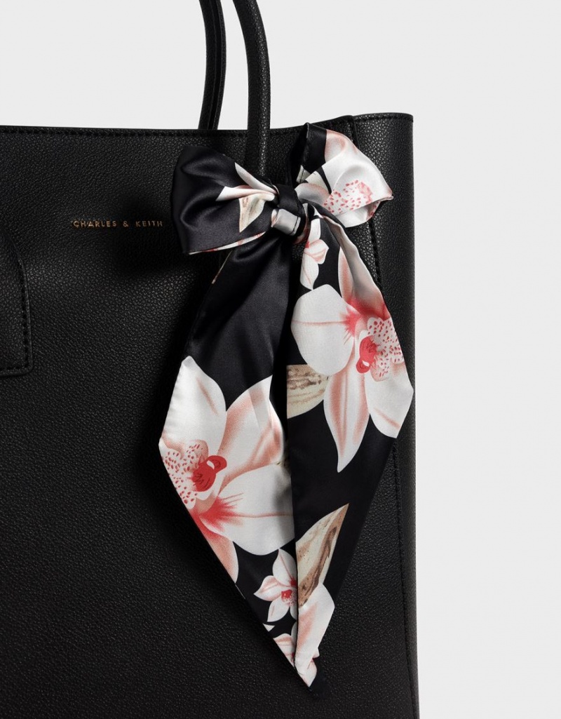 Geanta Tote Charles & Keith Chiffon Scarf Negrii | 672DMEZOL