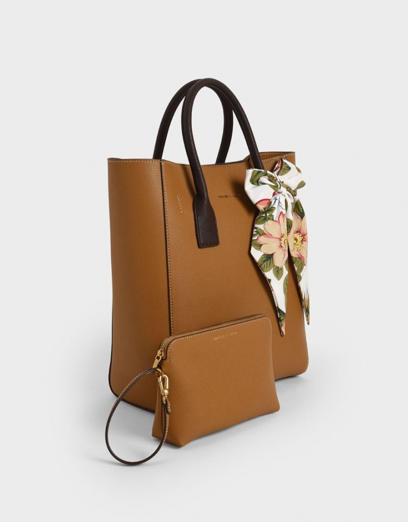Geanta Tote Charles & Keith Chiffon Scarf Maro | 240UHOAQE