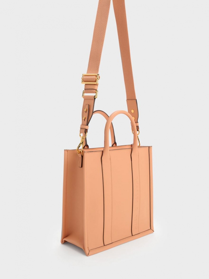 Geanta Tote Charles & Keith Clover Trapeze Portocalii | 091MGRQCL