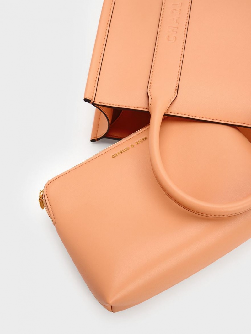 Geanta Tote Charles & Keith Clover Trapeze Portocalii | 091MGRQCL