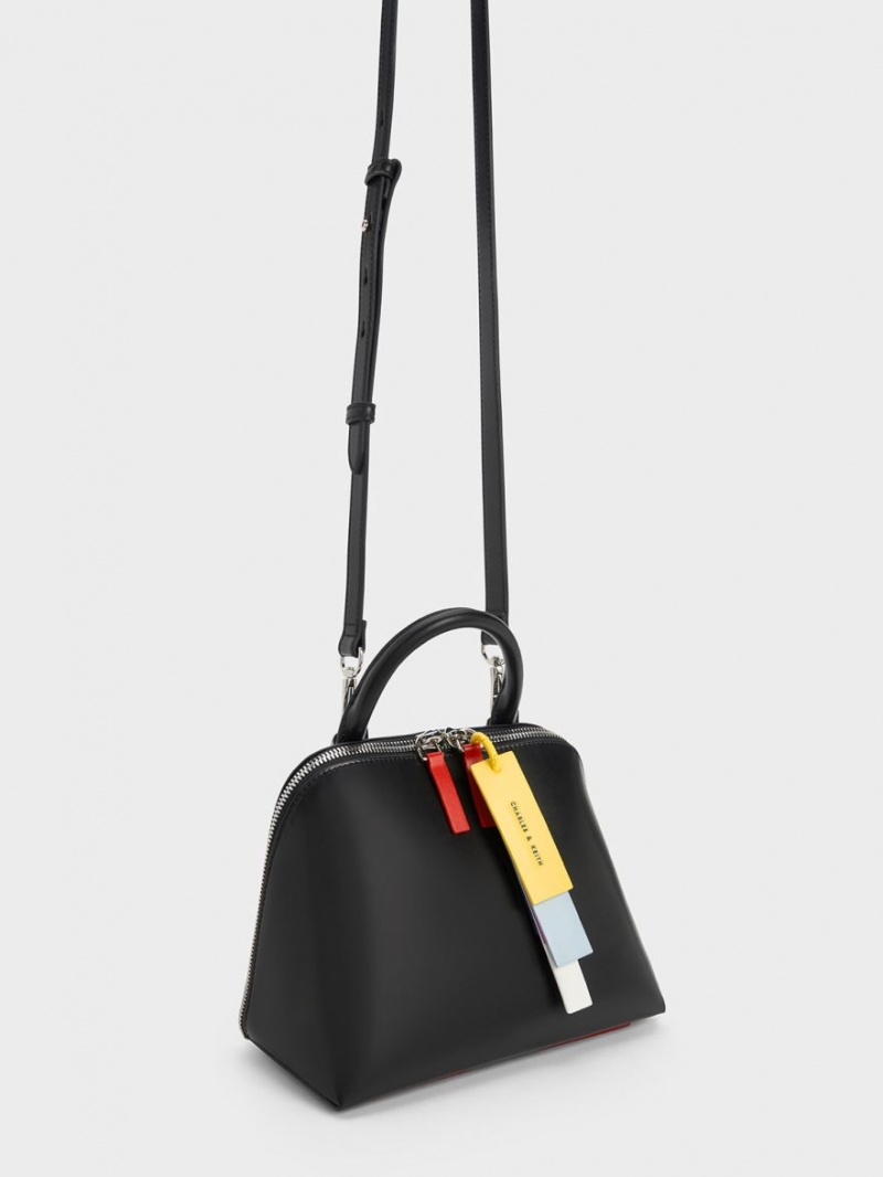 Geanta Tote Charles & Keith Cockade Bowling Negrii | 980WPMXVS