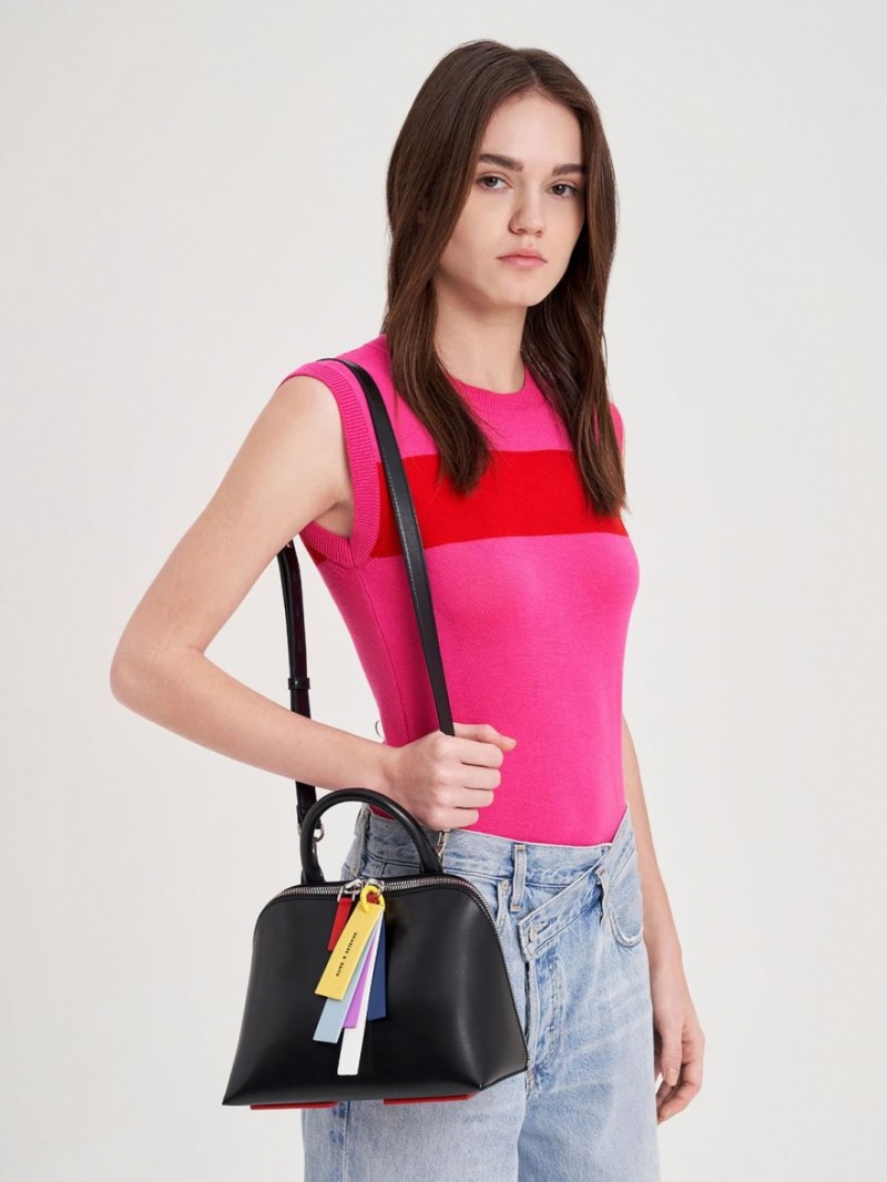 Geanta Tote Charles & Keith Cockade Bowling Negrii | 980WPMXVS