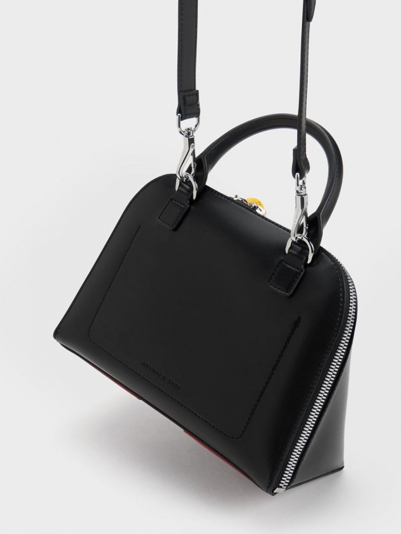 Geanta Tote Charles & Keith Cockade Bowling Negrii | 980WPMXVS