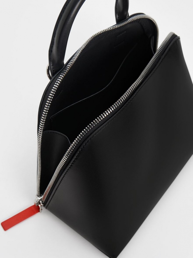 Geanta Tote Charles & Keith Cockade Bowling Negrii | 980WPMXVS