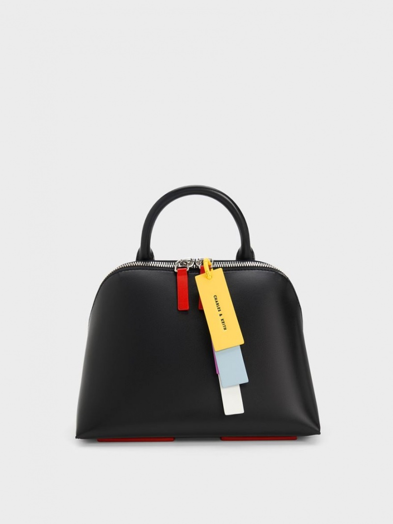 Geanta Tote Charles & Keith Cockade Bowling Negrii | 980WPMXVS
