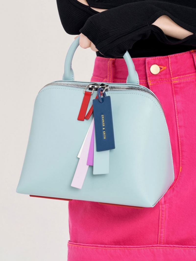 Geanta Tote Charles & Keith Cockade Bowling Turcoaz | 213IVBUQD