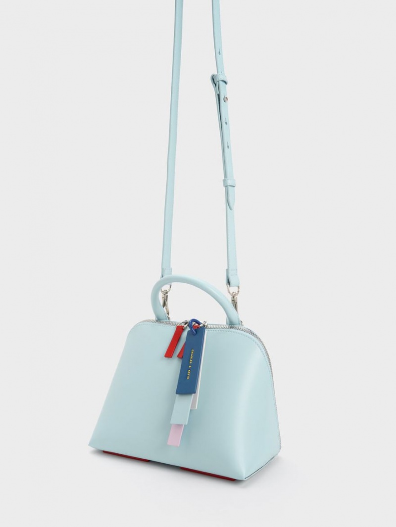 Geanta Tote Charles & Keith Cockade Bowling Turcoaz | 213IVBUQD