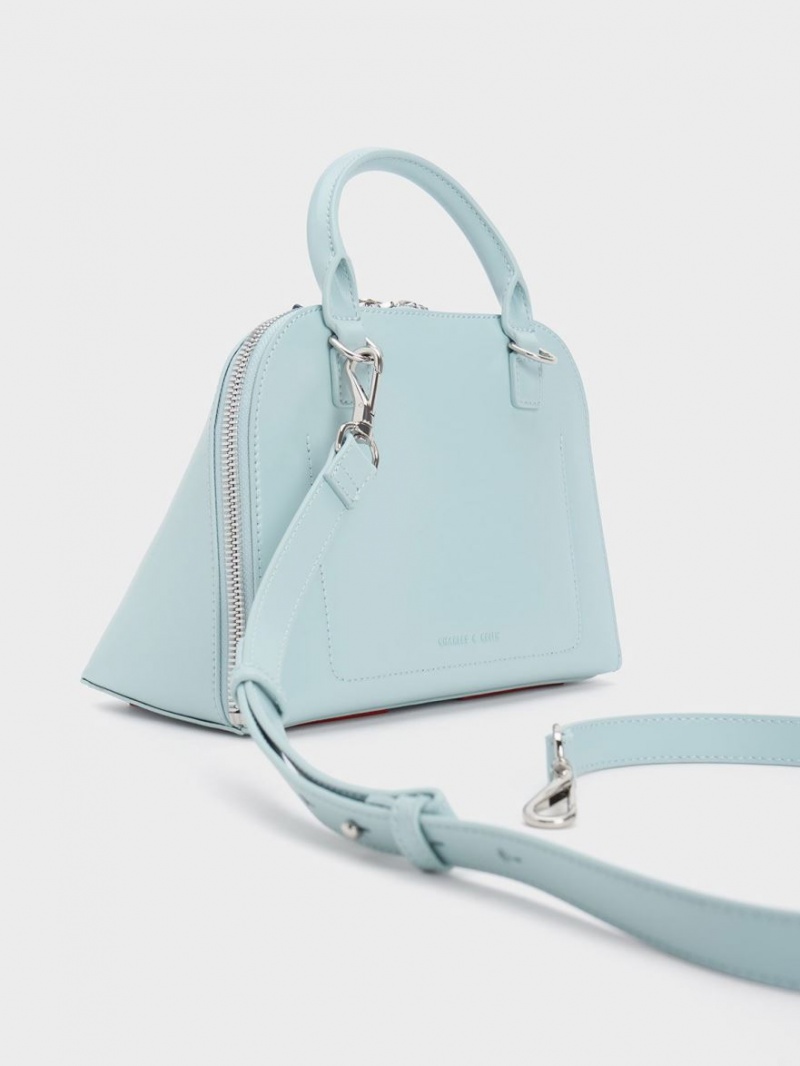 Geanta Tote Charles & Keith Cockade Bowling Turcoaz | 213IVBUQD