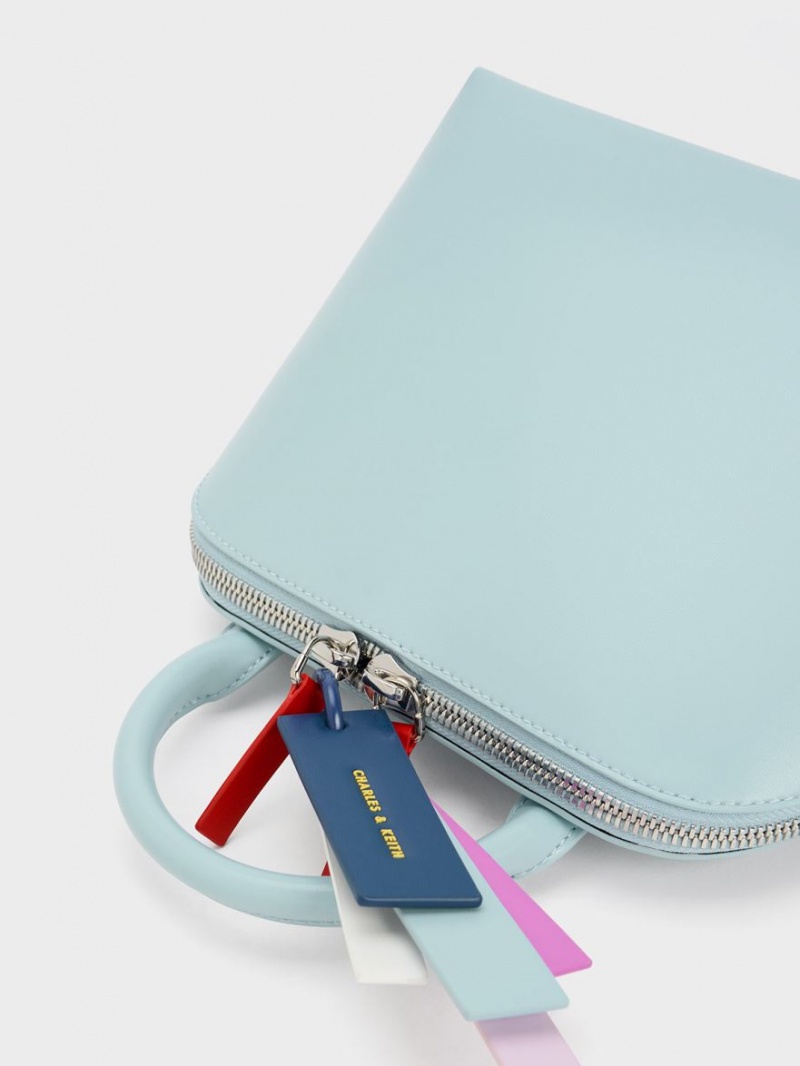Geanta Tote Charles & Keith Cockade Bowling Turcoaz | 213IVBUQD