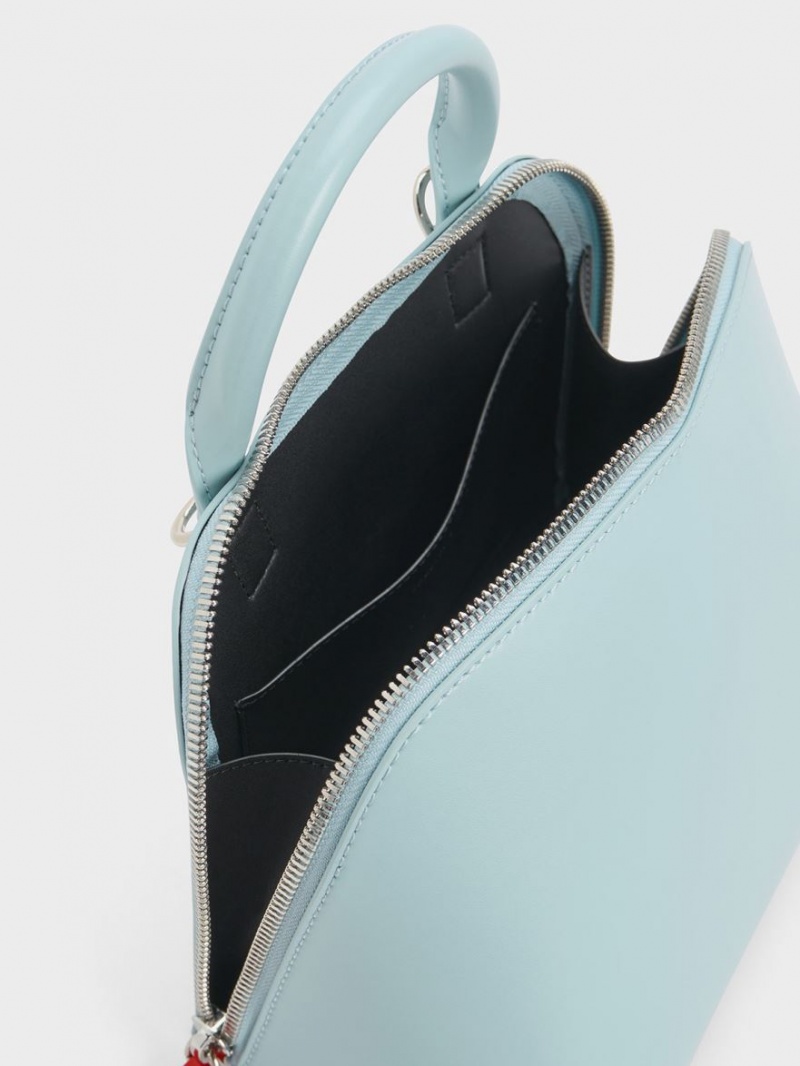 Geanta Tote Charles & Keith Cockade Bowling Turcoaz | 213IVBUQD