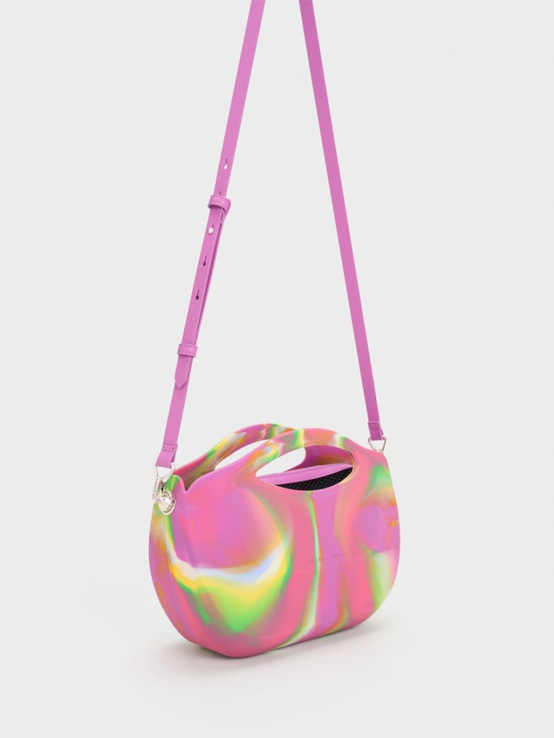 Geanta Tote Charles & Keith Cocoon Curved Handle Printed Colorati | 540OXSCRI