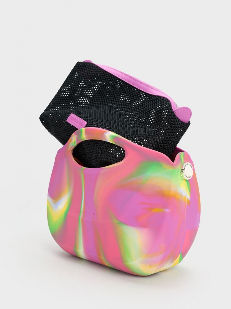 Geanta Tote Charles & Keith Cocoon Curved Handle Printed Colorati | 540OXSCRI