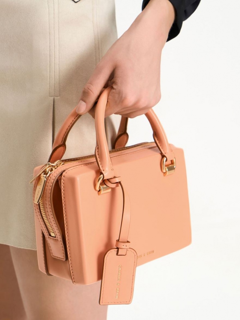 Geanta Tote Charles & Keith Cordele Bowling Portocalii | 893BRPIWT