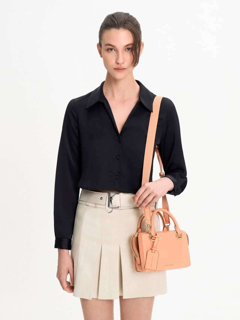 Geanta Tote Charles & Keith Cordele Bowling Portocalii | 893BRPIWT