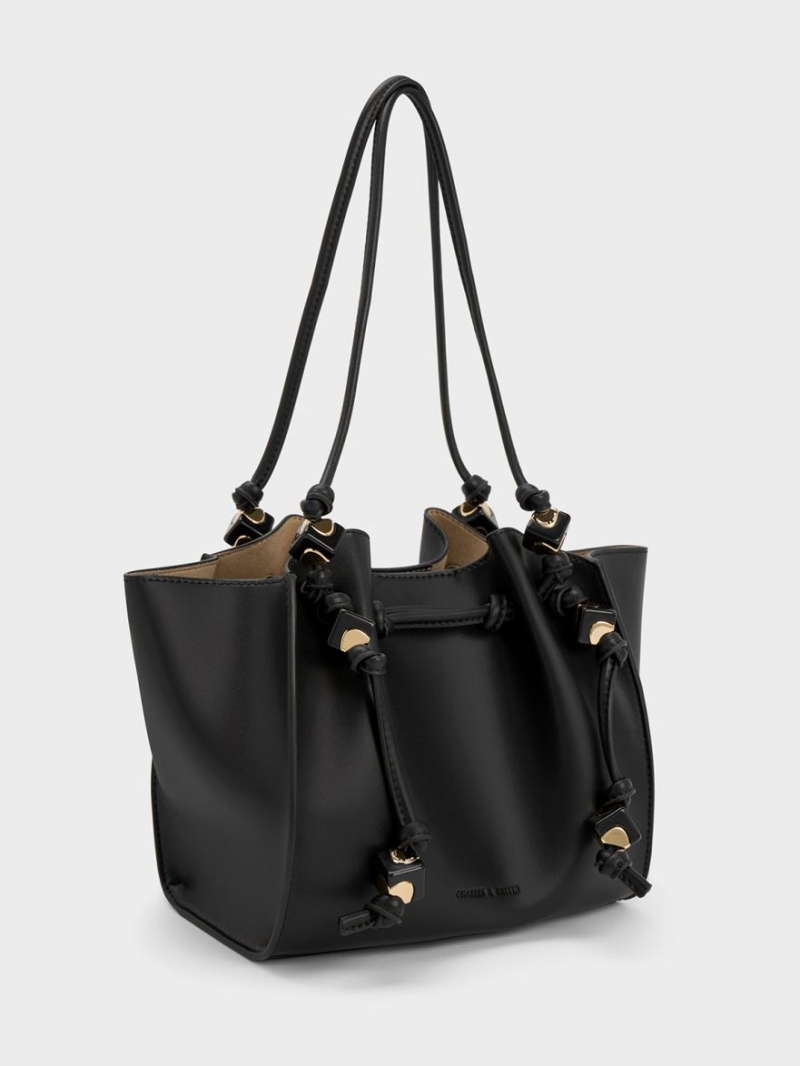 Geanta Tote Charles & Keith Cube Trapeze Negrii | 825AQFGYO