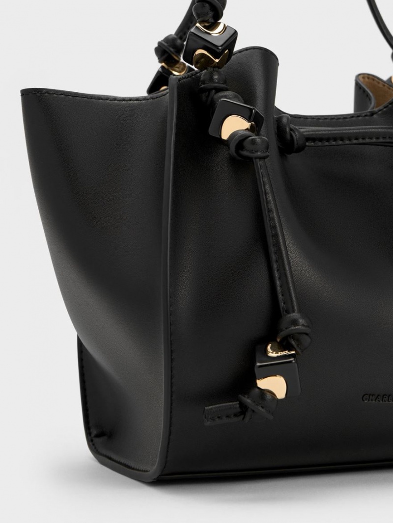 Geanta Tote Charles & Keith Cube Trapeze Negrii | 825AQFGYO