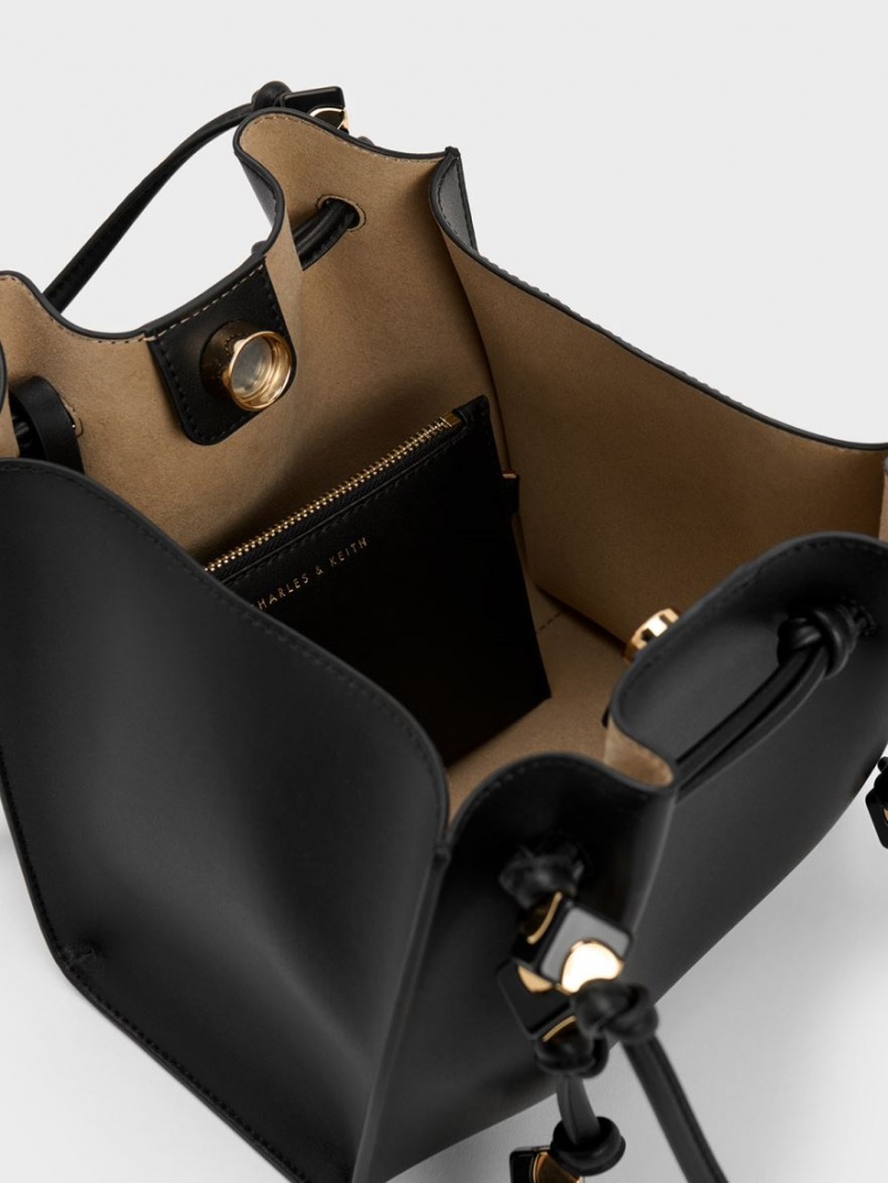 Geanta Tote Charles & Keith Cube Trapeze Negrii | 825AQFGYO