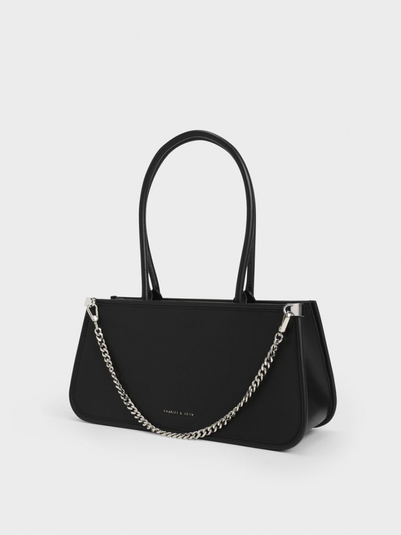 Geanta Tote Charles & Keith Curved Handle Geometric Negrii | 845FPJHLW