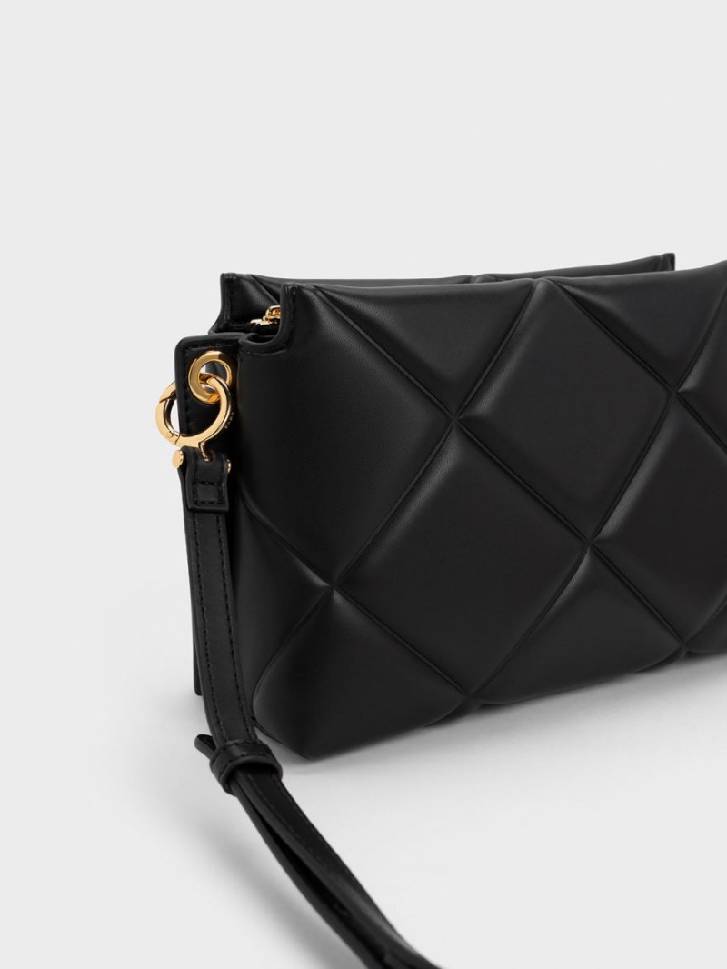 Geanta Tote Charles & Keith Danika Grosolan Chain Căptușită Negrii | 189LOWHBD
