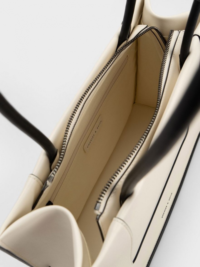 Geanta Tote Charles & Keith Daylla Albi | 150FQRNBI