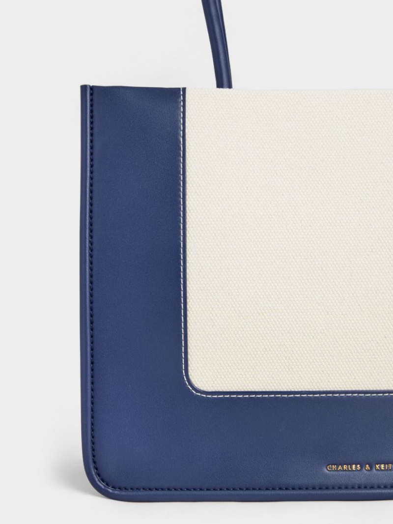 Geanta Tote Charles & Keith Daylla Large Panza Bleumarin | 831ISRGEL