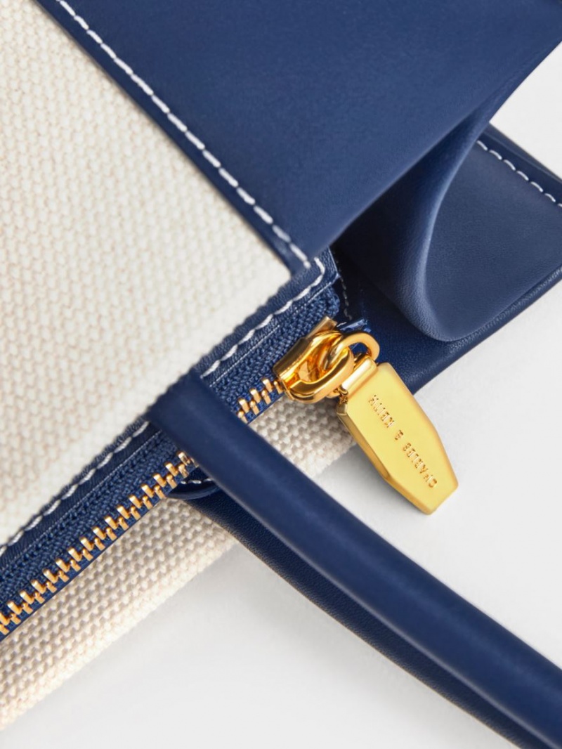 Geanta Tote Charles & Keith Daylla Large Panza Bleumarin | 831ISRGEL