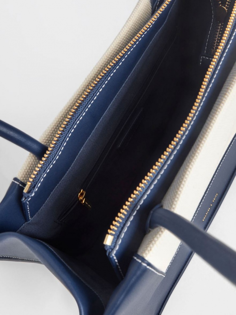 Geanta Tote Charles & Keith Daylla Large Panza Bleumarin | 831ISRGEL