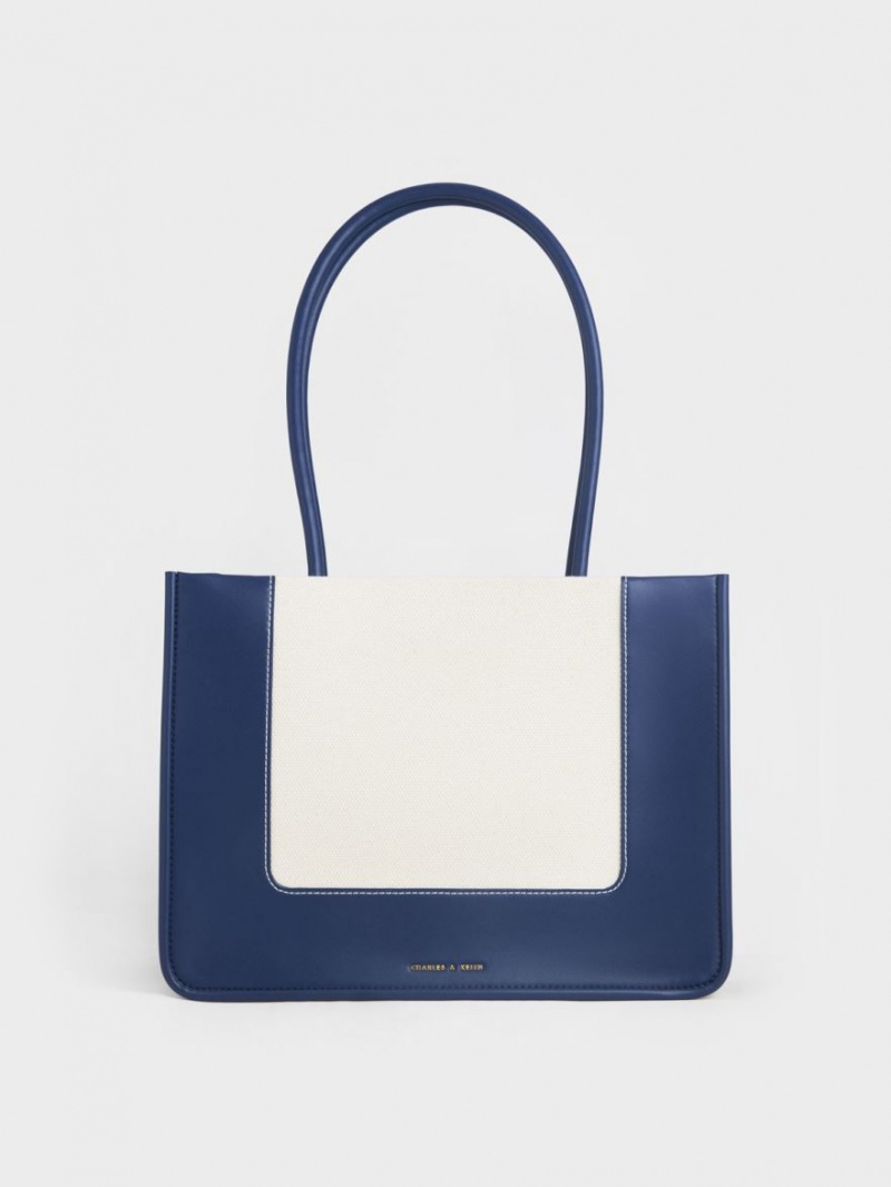 Geanta Tote Charles & Keith Daylla Large Panza Bleumarin | 831ISRGEL