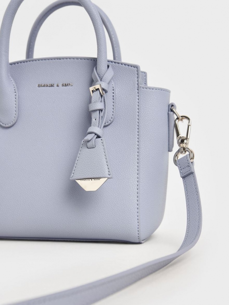 Geanta Tote Charles & Keith Double Handle Trapeze Albastri Deschis | 168TXHGQJ