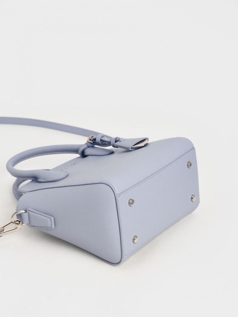 Geanta Tote Charles & Keith Double Handle Trapeze Albastri Deschis | 168TXHGQJ
