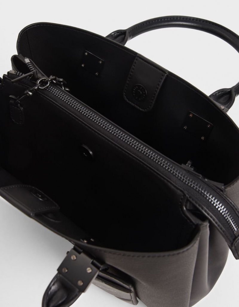 Geanta Tote Charles & Keith Double Top Handle Structured Negrii | 863GYNISC