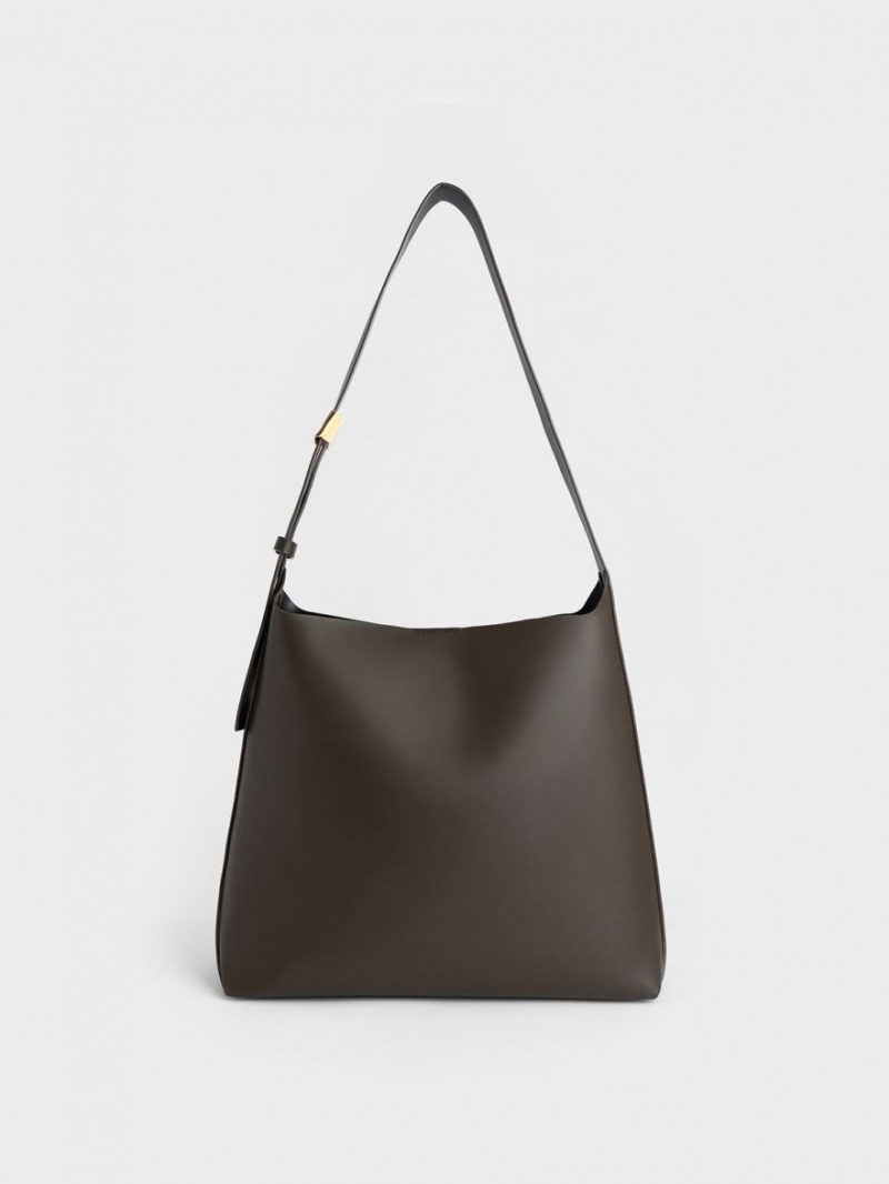 Geanta Tote Charles & Keith Edna Maro Inchis | 416UGPHTL