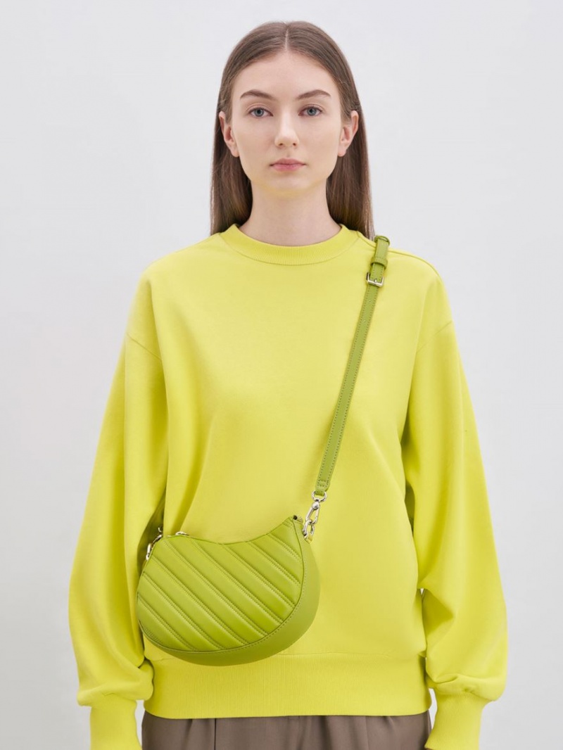 Geanta Tote Charles & Keith Freja Curved Panelled Verzi Deschis | 498MLTXNZ