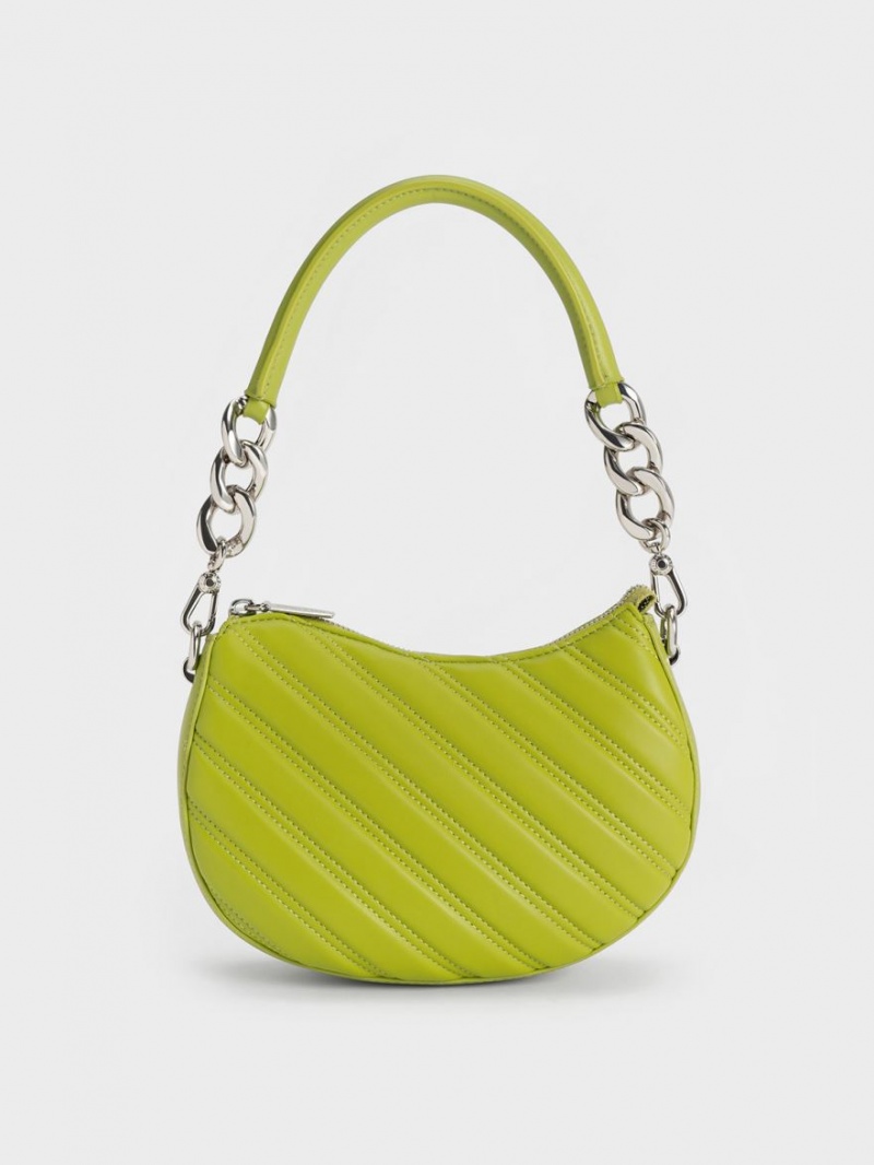 Geanta Tote Charles & Keith Freja Curved Panelled Verzi Deschis | 498MLTXNZ