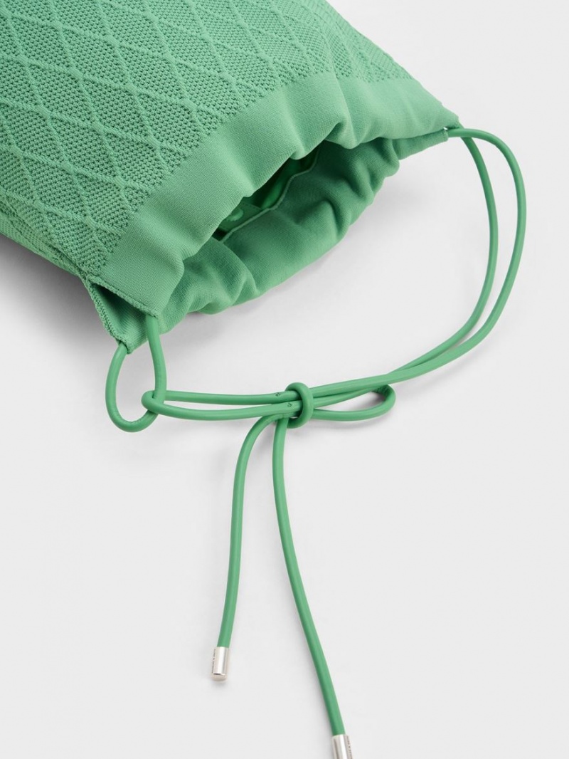 Geanta Tote Charles & Keith Genoa Bow-Tie Tricotate Verzi | 897IMCKZB