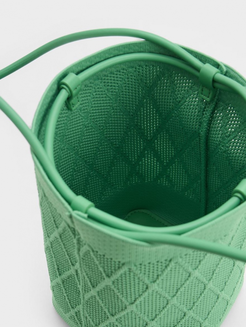 Geanta Tote Charles & Keith Genoa Tricotate Drawstring Verzi | 239JWAIUL