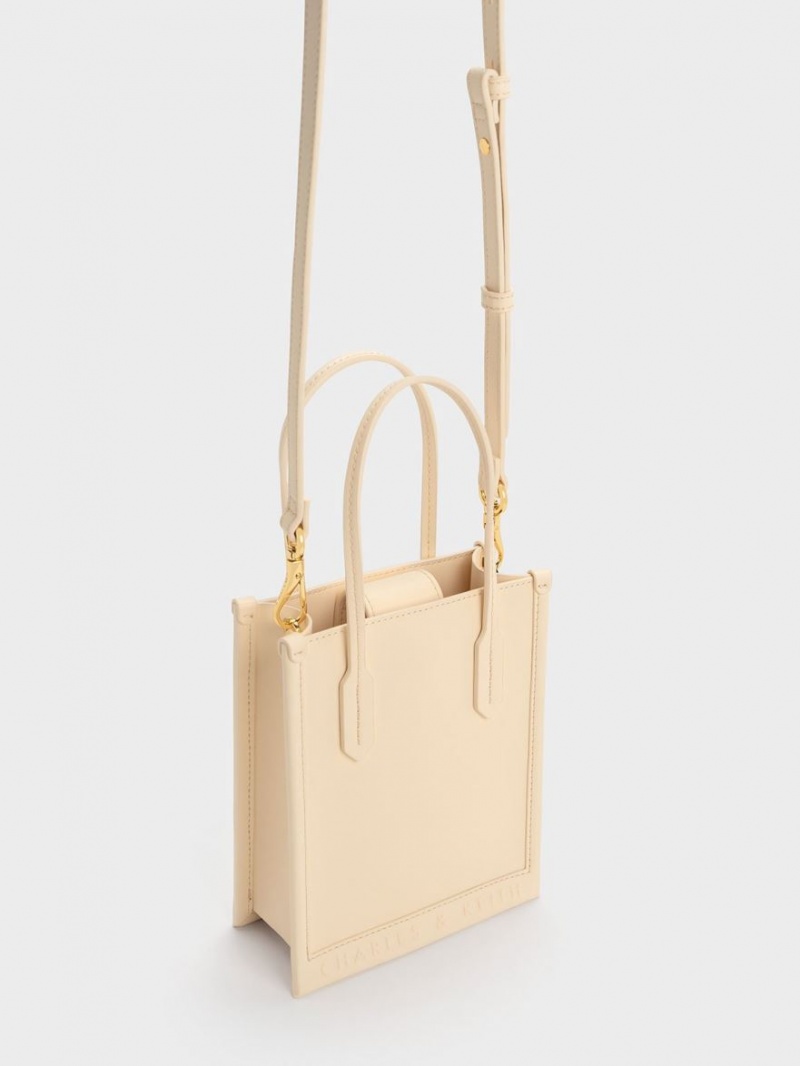 Geanta Tote Charles & Keith Geometric Bej | 653ZYKOES