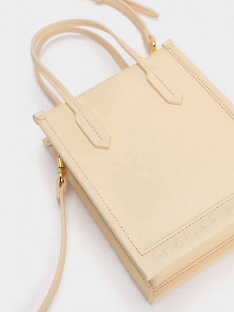 Geanta Tote Charles & Keith Geometric Bej | 653ZYKOES