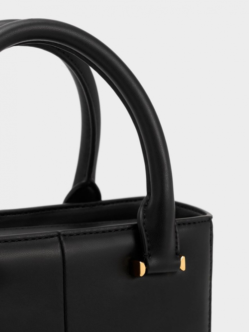 Geanta Tote Charles & Keith Georgette Square Negrii | 724CRYXIP