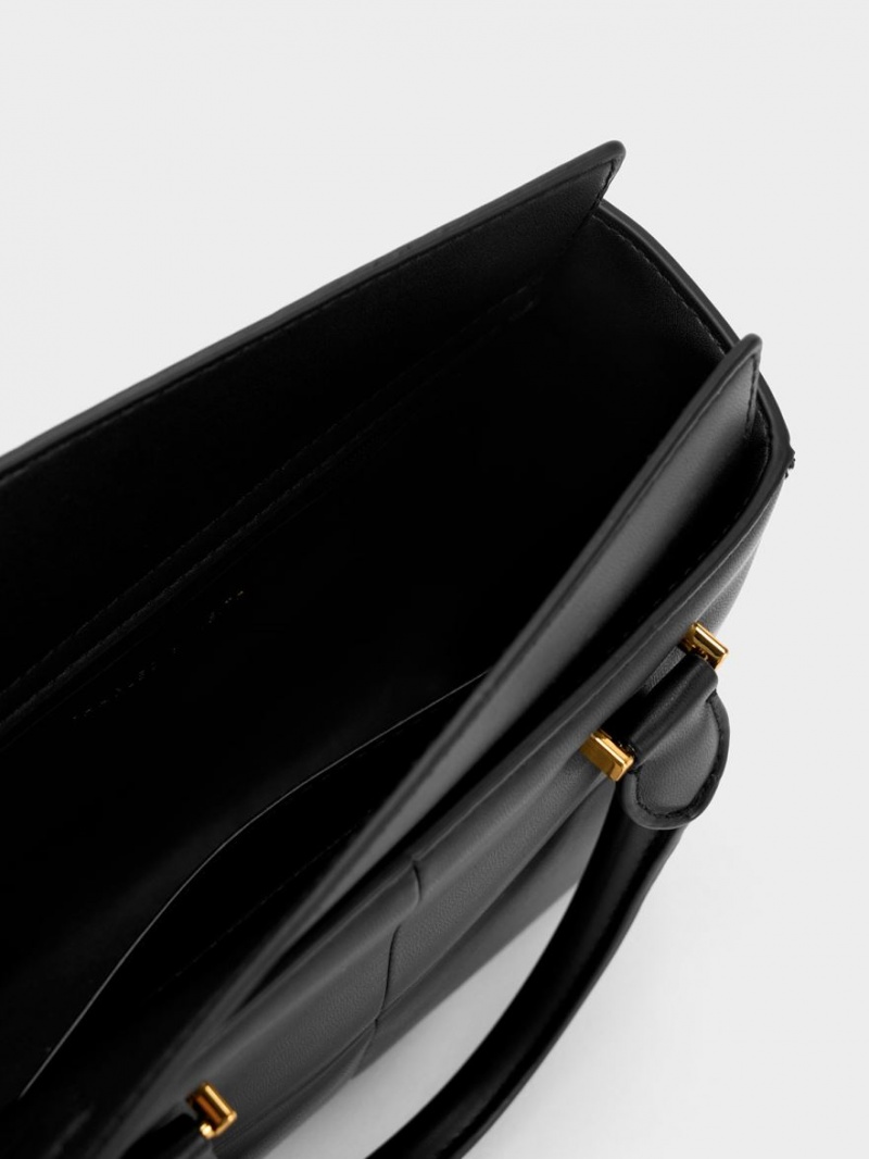 Geanta Tote Charles & Keith Georgette Square Negrii | 724CRYXIP
