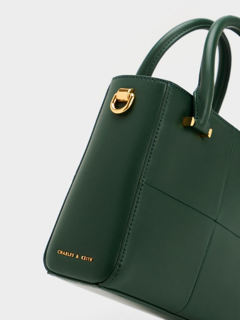 Geanta Tote Charles & Keith Georgette Square Verzi Inchis | 213GEPRIT