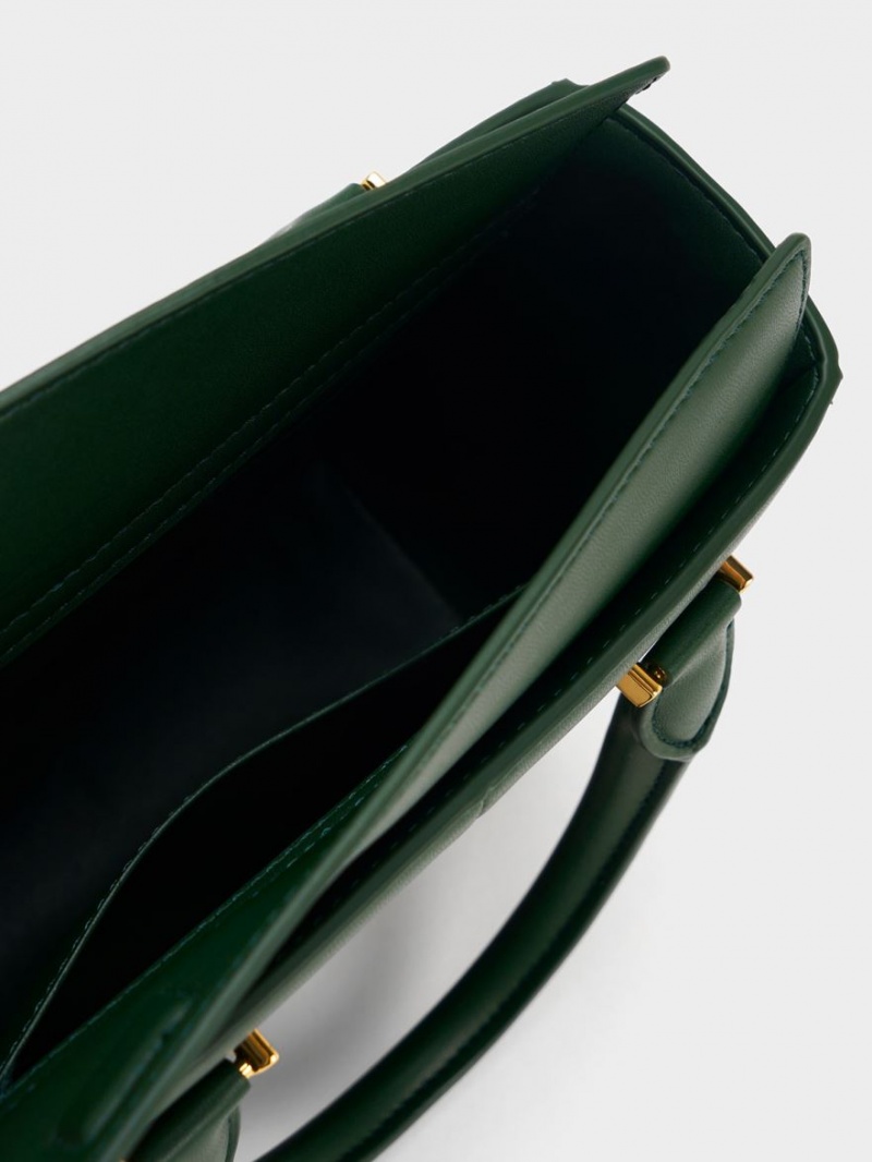 Geanta Tote Charles & Keith Georgette Square Verzi Inchis | 213GEPRIT