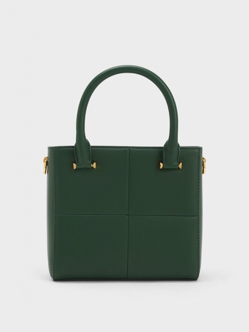 Geanta Tote Charles & Keith Georgette Square Verzi Inchis | 213GEPRIT