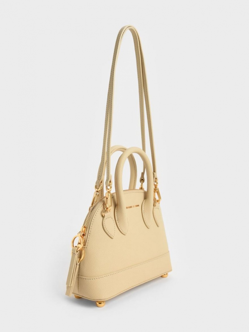 Geanta Tote Charles & Keith Harmonee Bowling Bej | 815OPLFDB