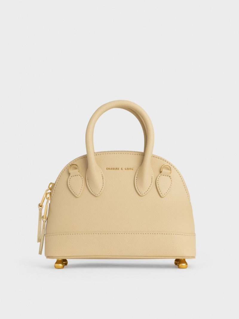 Geanta Tote Charles & Keith Harmonee Bowling Bej | 815OPLFDB