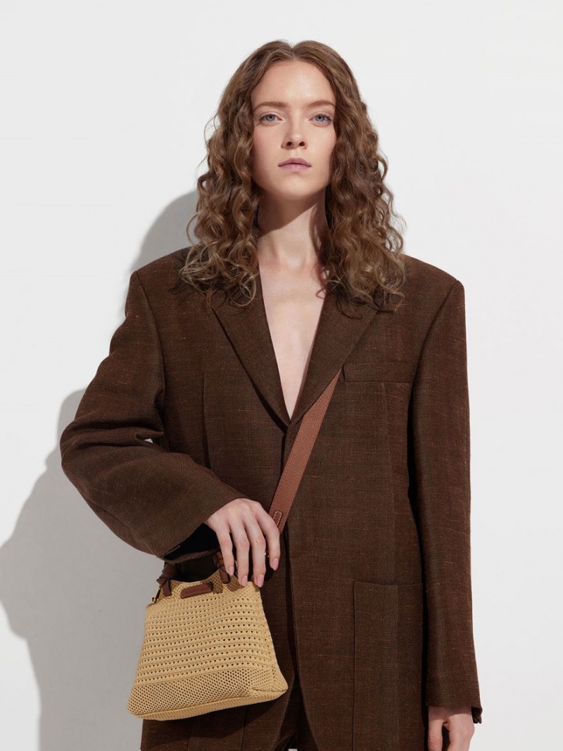 Geanta Tote Charles & Keith Ida Knotted Handle Tricotate Bej | 041TCIORX