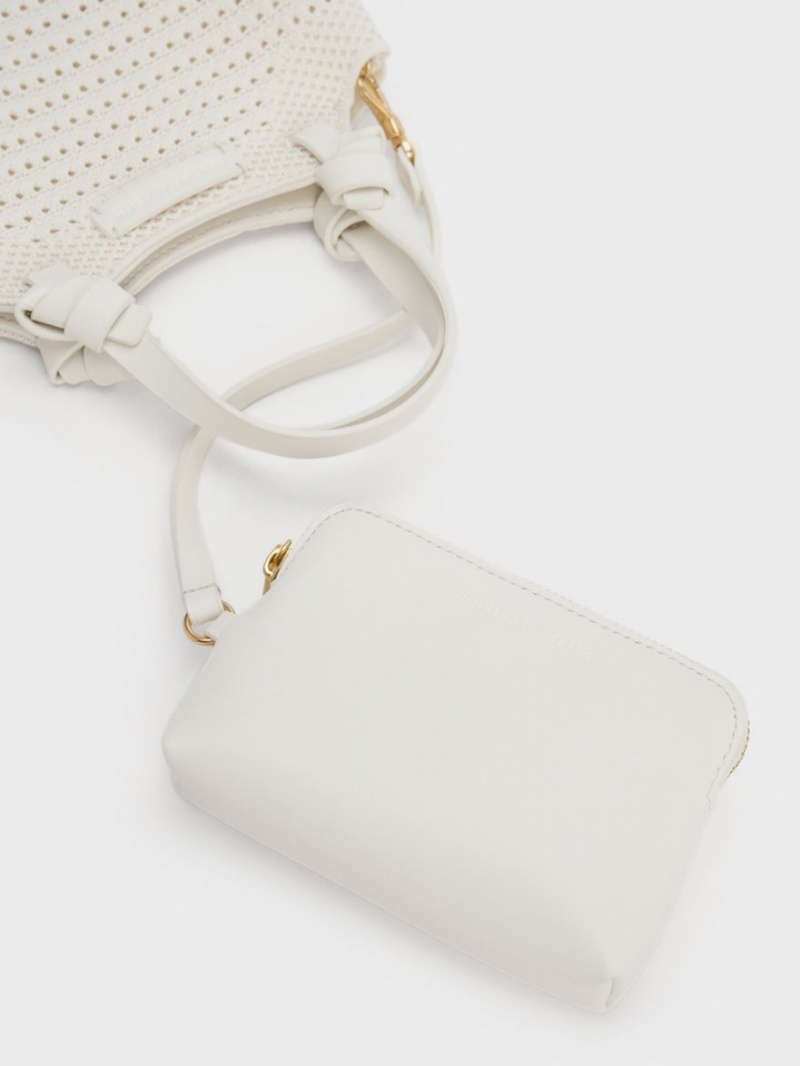 Geanta Tote Charles & Keith Ida Knotted Handle Tricotate Albi | 695RKPFAN