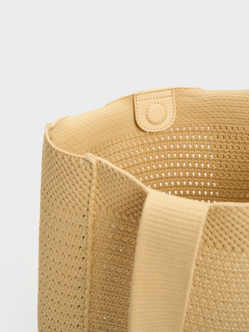 Geanta Tote Charles & Keith Ida Tricotate Bej | 573RNDXGJ