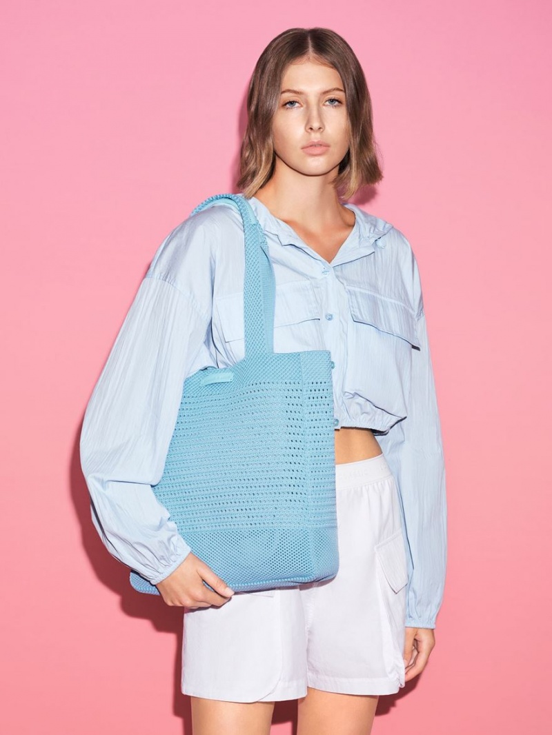 Geanta Tote Charles & Keith Ida Tricotate Albastri Deschis | 278VQFRHT
